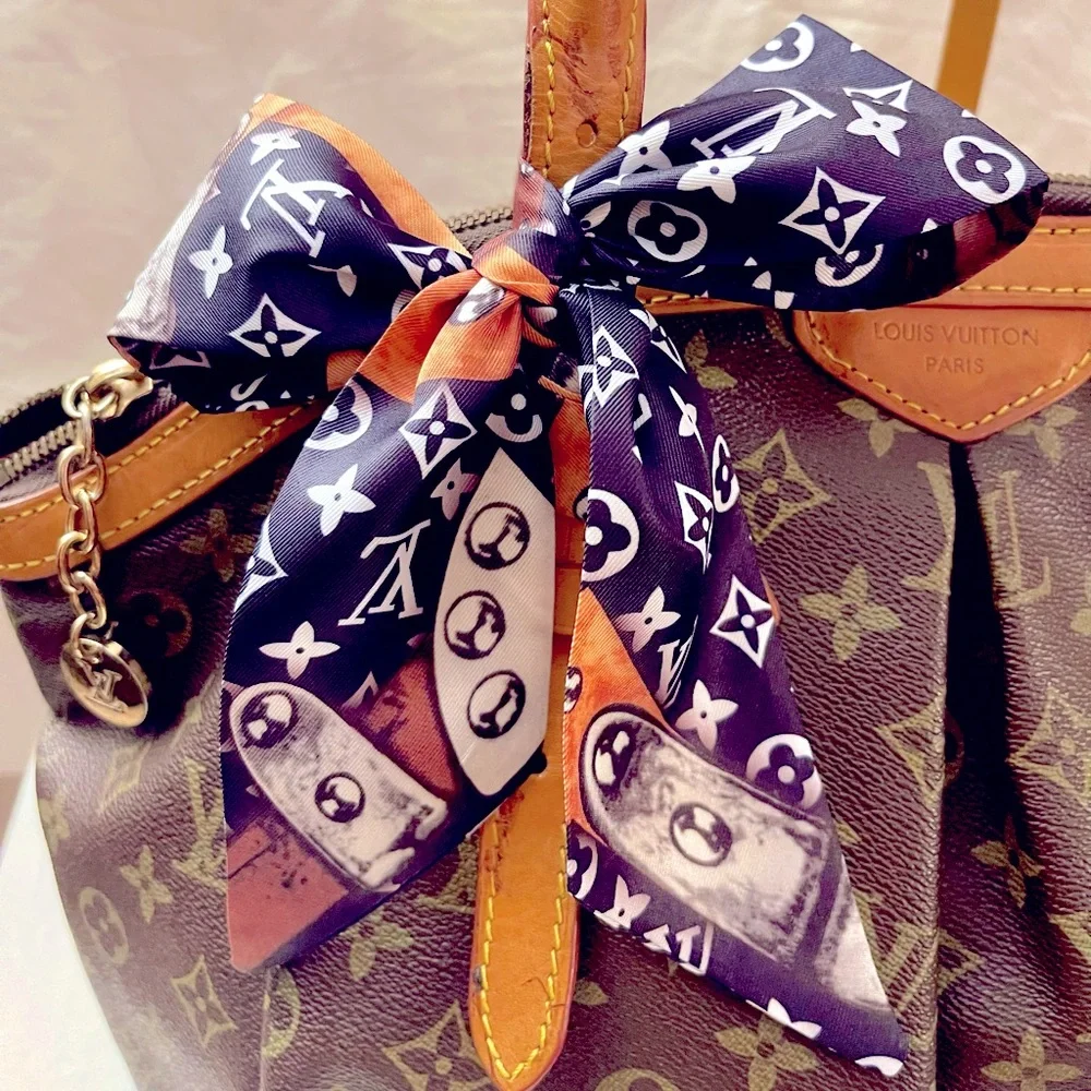 Chains and Monogram Print Twilly Bandeau Wrap Scarf - Picture 2 of 6